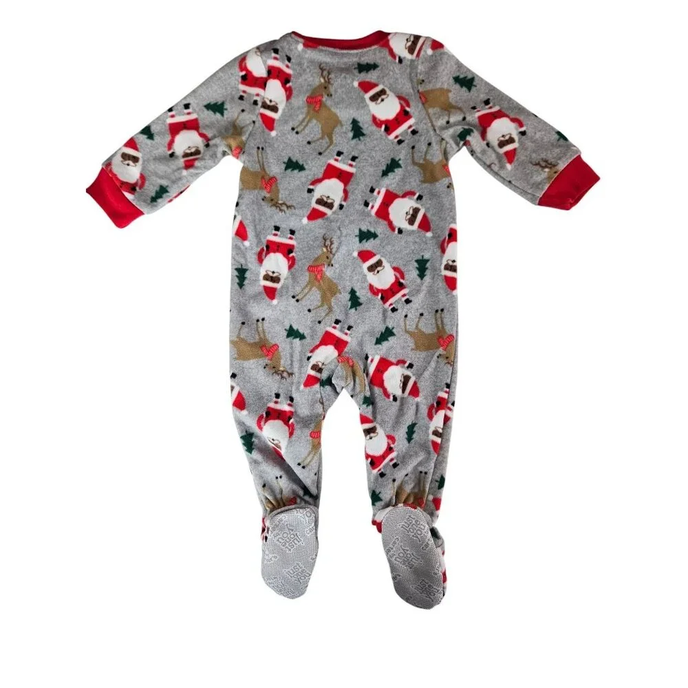 Carters Size 9 M Unisex Set of 2 Cozy Baby Pajamas Holiday Prints & Stripes Soft